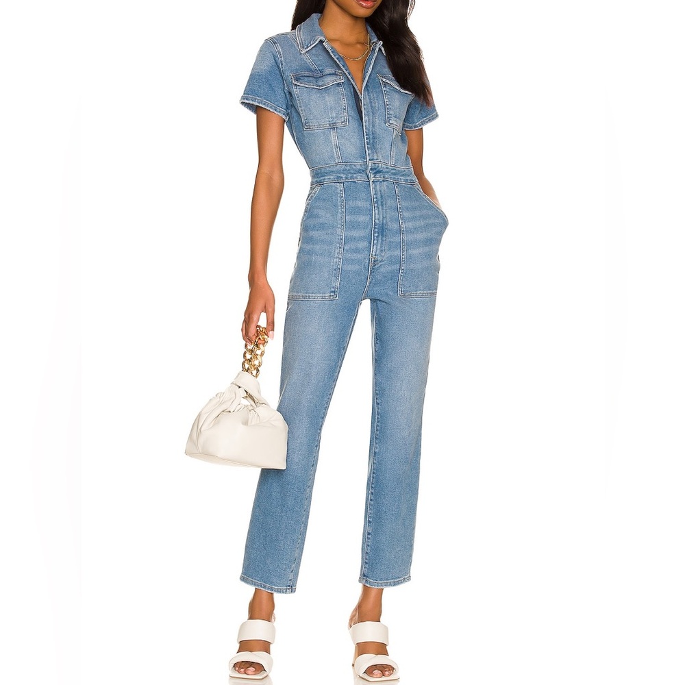 Good American Fit for Success Blue Denim Jumpsuit Size Small
